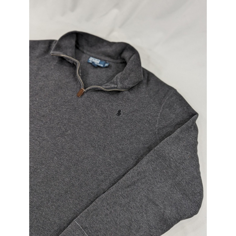 Vintage Polo Ralph Lauren Dark Gray‎ Charcoal Embroidered Horse XXL Quarter Zip
